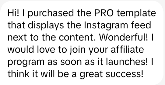 Customer review of the Instagram grid widget for Notion
